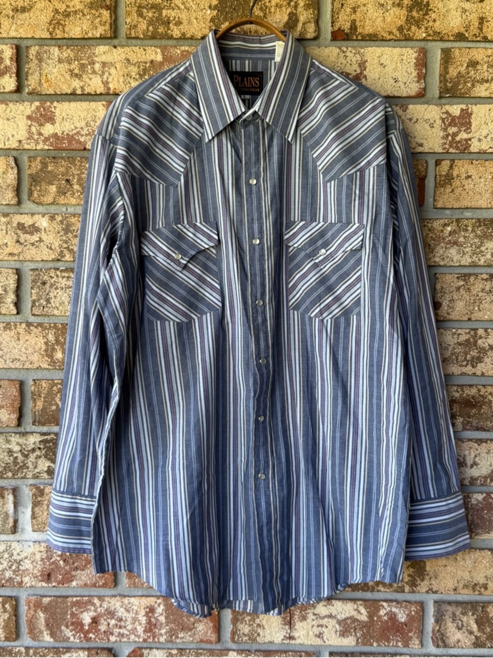 Men’s Western Shirt Plains Western Wear Size Large Pearl Snaps Excellent!